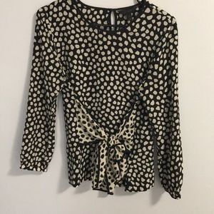 J Crew black and white polkadot blouse